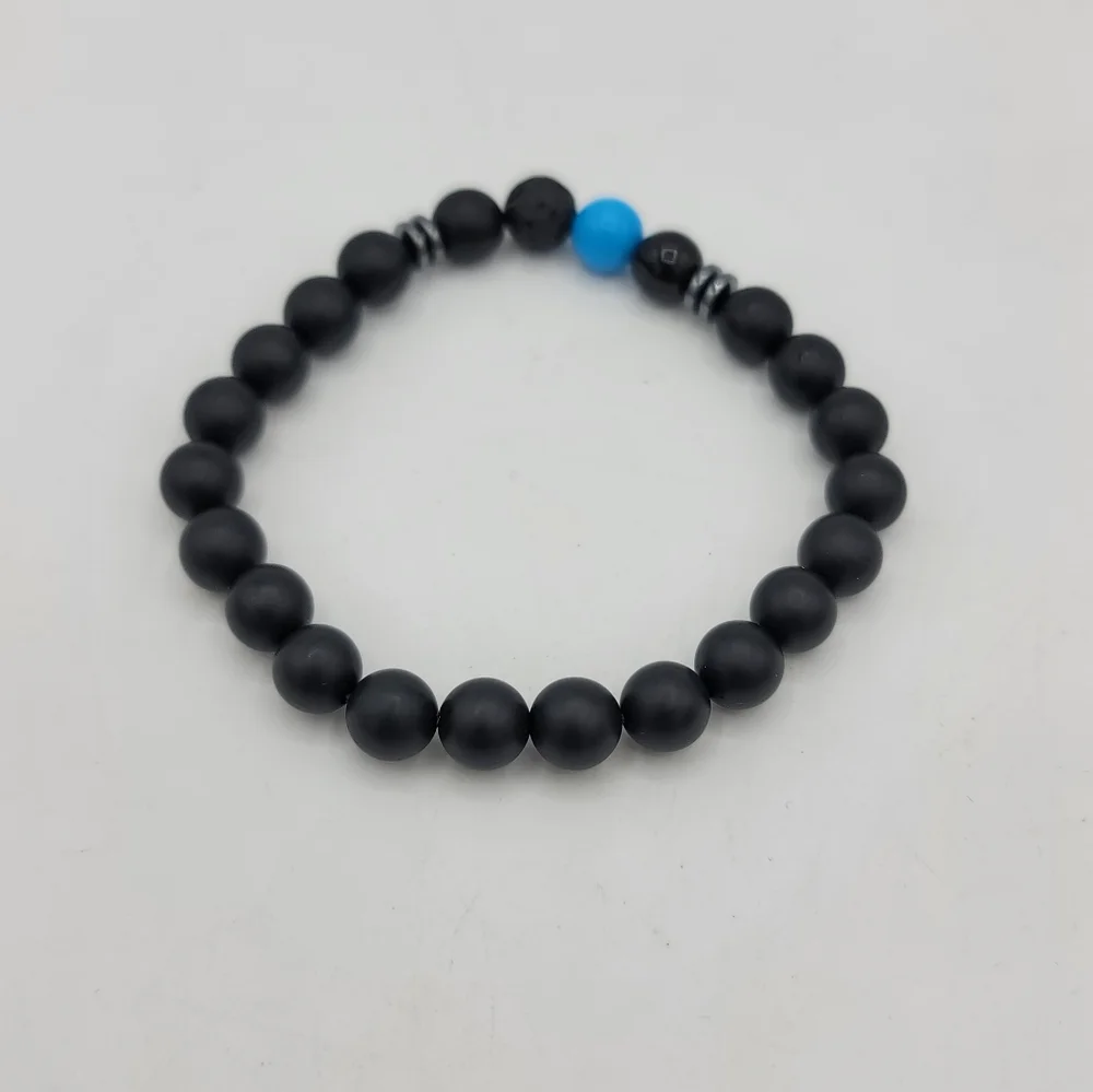 Black Matte Agate Stone Bead Stretch Yoga Bracelet New Without Tags NWT